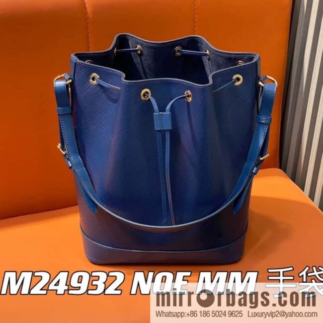 [Boutique‑grade] M24932 dark blue, water ripple bucket bag NOE MM handbag