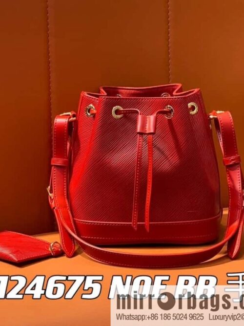 [Boutique‑grade] M24675 red, water ripple bucket bag NOE BB handbag