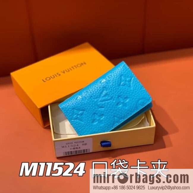 [Boutique‑grade] M11524 blue full leather embossing, card bag wallet series, pocket card clip