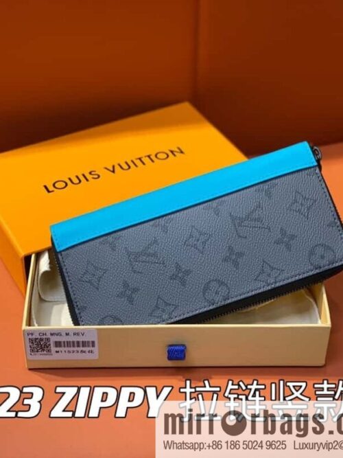 [Boutique‑grade] M11523 blue silver flower, single zipper wallet series ZIPPY zipper vertical wallet