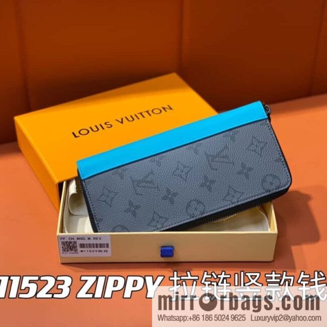 [Boutique‑grade] M11523 blue silver flower, single zipper wallet series ZIPPY zipper vertical wallet