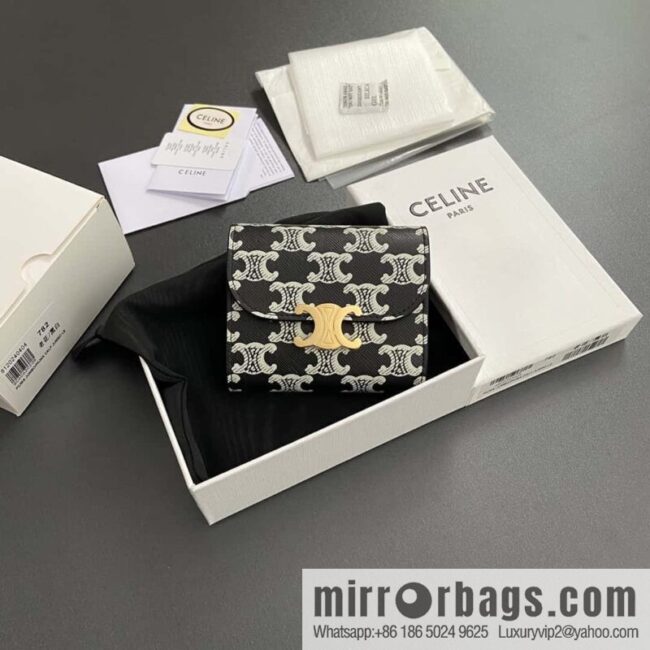 CELINE TRIOMPHE logo printed short wallet 10D782CQH.04LU783