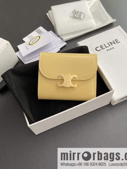 wsxc1724853039286_0-800x800p3piygo3j2y169930_20250705204024.jpg CELINE TRIOMPHE shiny cow leather wallet 10D782CQH.04LU783 sunshine yellow full leather
