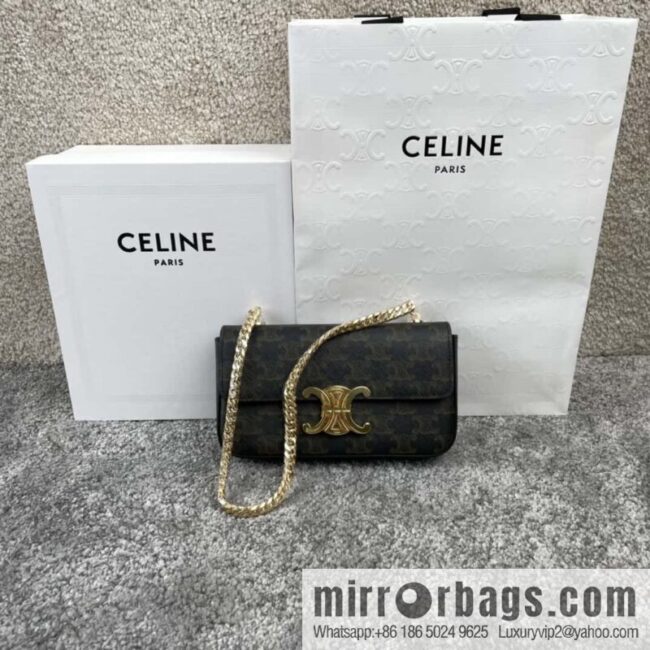 CELINE TRIOMPHE logo printed chain shoulder backpack 197992