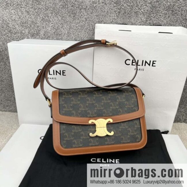 CELINE TRIOMPHE canvas and calfskin handbag 187363