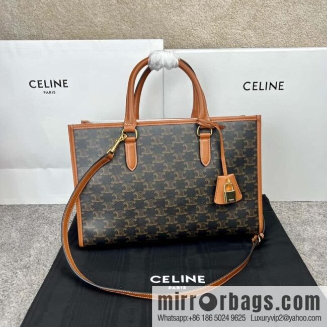 CELINE CABAS TRIOMPHE logo print and cow leather, horizontal mini handbag 199742