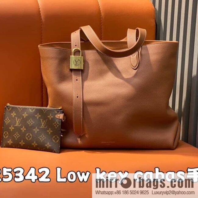 [Boutique‑grade] M25342 brown, full leather shopping bag M25341 M25343 Low key cabas handbag