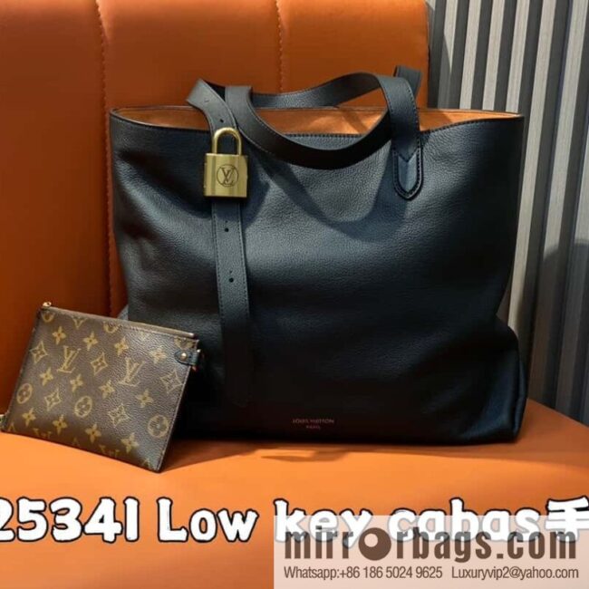 [Boutique‑grade] M25341 black, full leather shopping bag Low key cabas handbag 25342 M25343 2024 latest autumn and winter new models, Low Key Cabas medium handbag