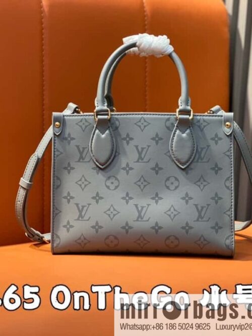 [Boutique‑grade] M12465 shark gray silk screen printing, full leather square bag series, this OnTheGo small handbag.