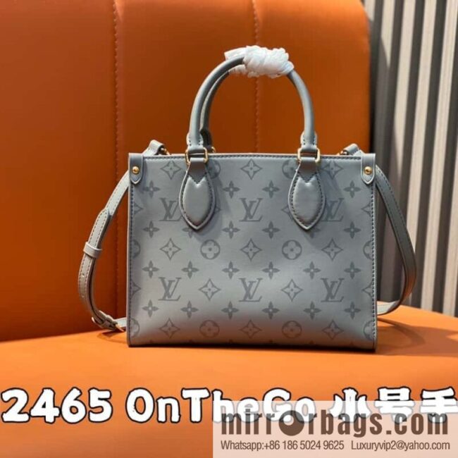 [Boutique‑grade] M12465 shark gray silk screen printing, full leather square bag series, this OnTheGo small handbag.