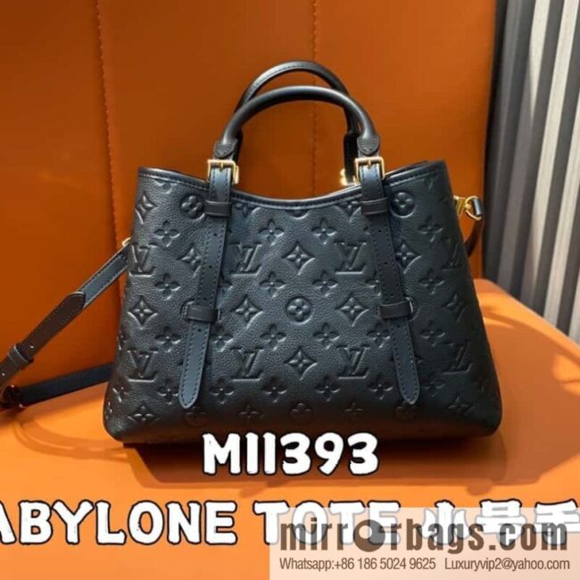 [Boutique‑grade] M11463 black, full leather tote bag series BABYLONE TOTE small handbag m11393 gray-brown m11394