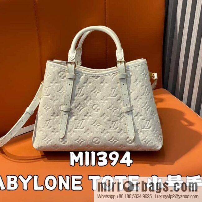 [Boutique‑grade] M11463 meters white full leather tote bag series BABYLONE TOTE small handbag m11393 gray-brown m11394
