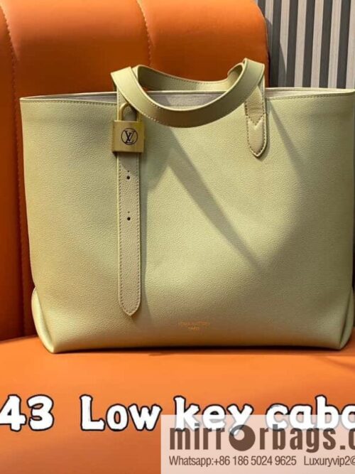 [Boutique‑grade] M25341 green, full leather shopping bag Low key cabas handbag M25341 black M25342 brown M25343 stone green 2024 latest autumn and winter new Low Key Cabas medium handbag