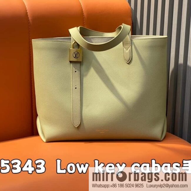 [Boutique‑grade] M25341 green, full leather shopping bag Low key cabas handbag M25341 black M25342 brown M25343 stone green 2024 latest autumn and winter new Low Key Cabas medium handbag