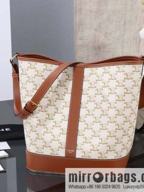 [All Steel Hardware] CELIN\'TRIOMPHE Canvas Laohua Medium Bucket Bag 191132