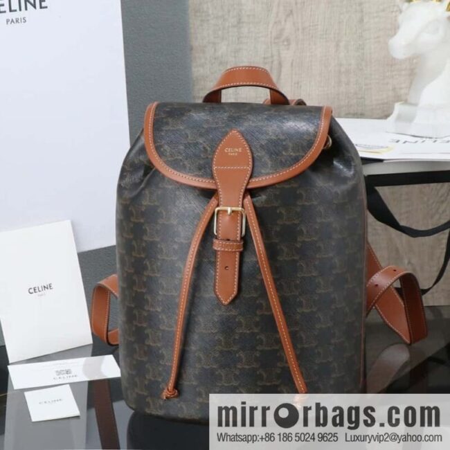 [Premium all-steel hardware] CELINE FOLCO logo printed cow leather medium backpack model: 117902