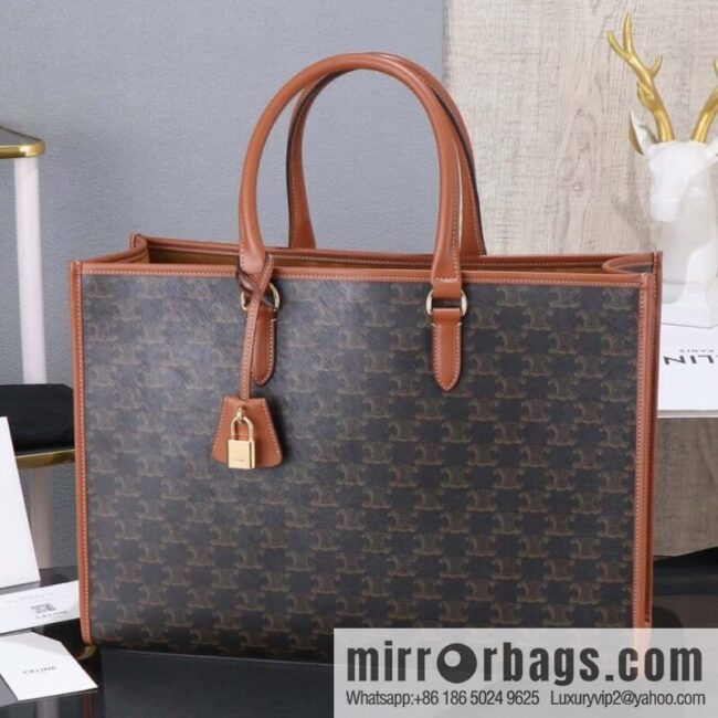 [Premium grade, all-steel hardware] CELIN-E CABAS TRIOMPHE TOTE logo printed cow leather horizontal handbag number: 194342CS8.27FX