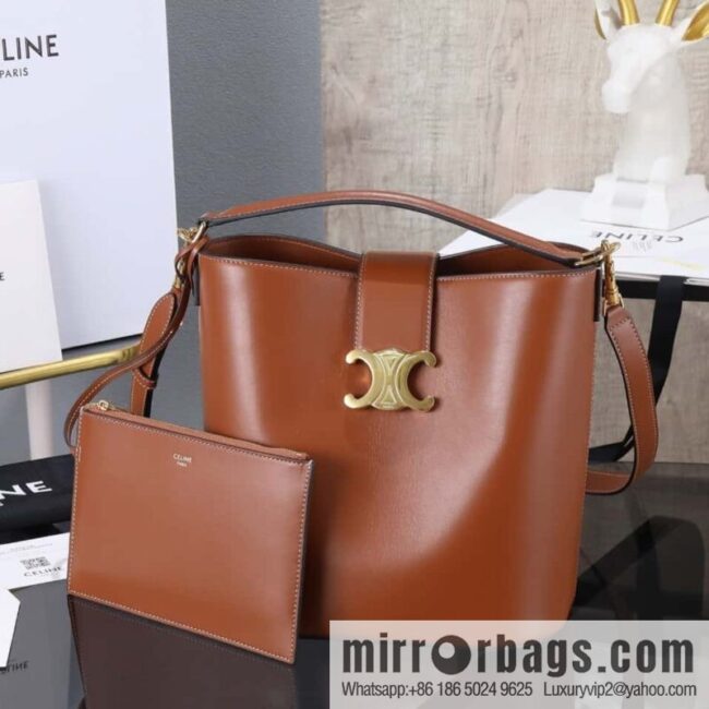 [Premium all-steel hardware] 24s new Louise bucket bag CELINE LOUISE medium smooth cow leather handbag No.: 116613FX9.38NO