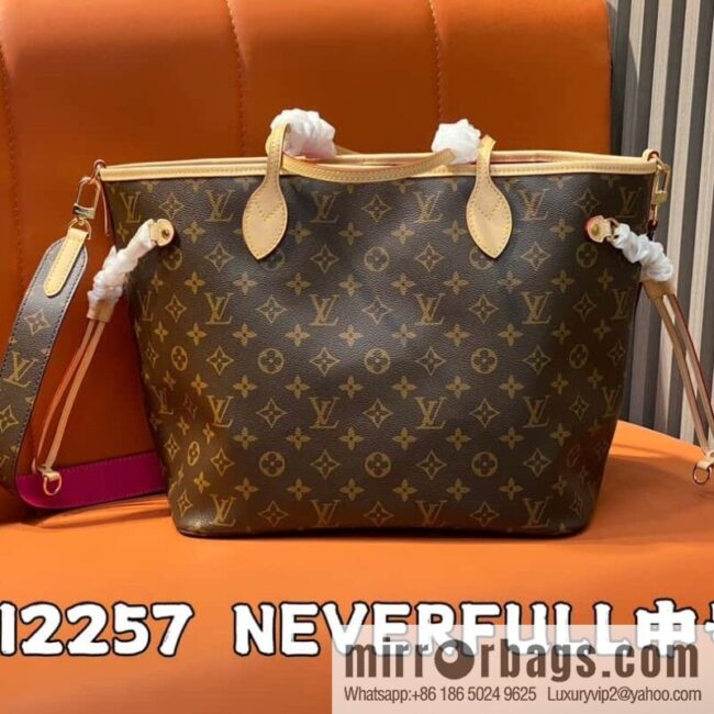 [Boutique‑grade] M12257 presbyopia plum red, available on both sides, variable code chip version, shopping bag series NEVERFULL medium handbag