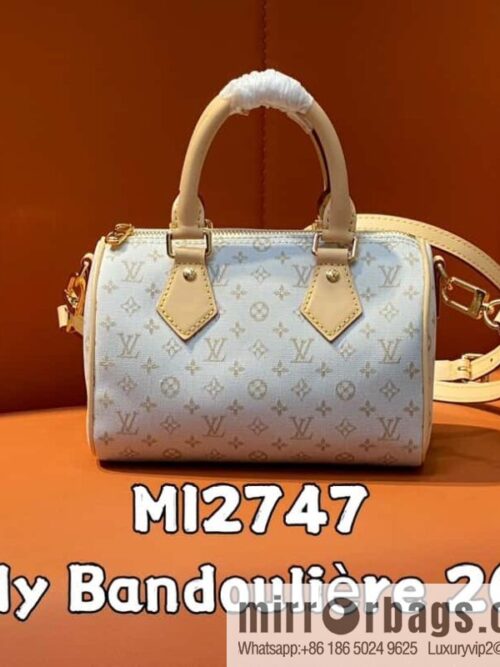[Boutique‑grade] M12747 white denim, pillow bag speedy series Speedy Bandoulière 20 handbag
