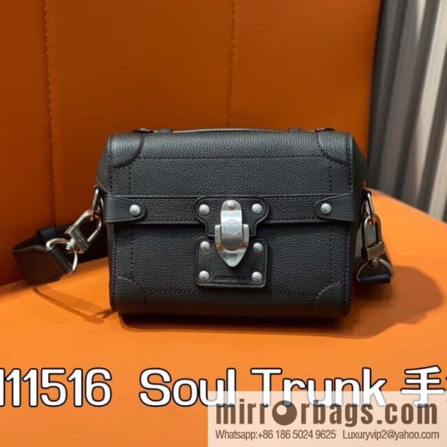 [Boutique‑grade] M11516 black full leather, men\'s bag box bag series, the new Soul Trunk handbag of the season