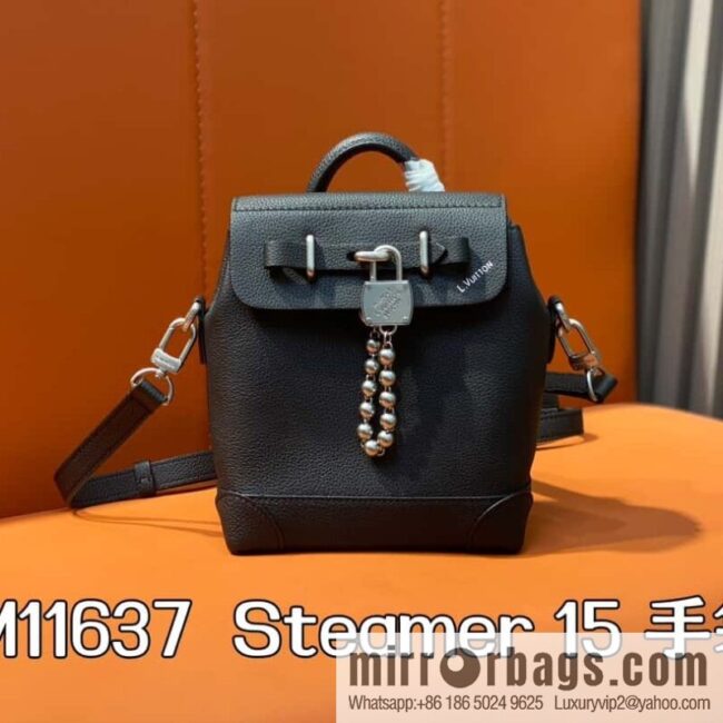 [Boutique‑grade] M11637 black full leather, mini schoolbag