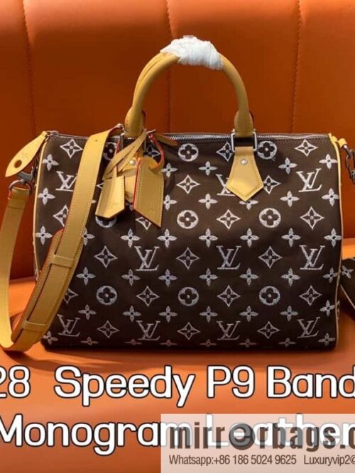 [Boutique‑grade] M24428 grinding dark brown, pillow bag speedy series Speedy P9 Bandoulière 40 Monogram Leather handbag