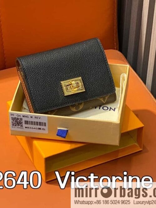 [Boutique‑grade] M82640 black, black three-fold wallet series Victorine wallet