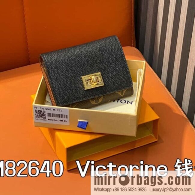[Boutique‑grade] M82640 black, black three-fold wallet series Victorine wallet