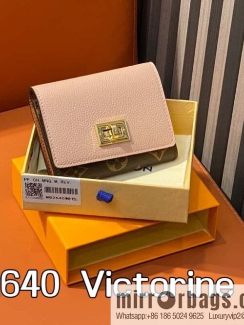 [Boutique‑grade] M82640 pink, three-fold wallet series Victorine wallet