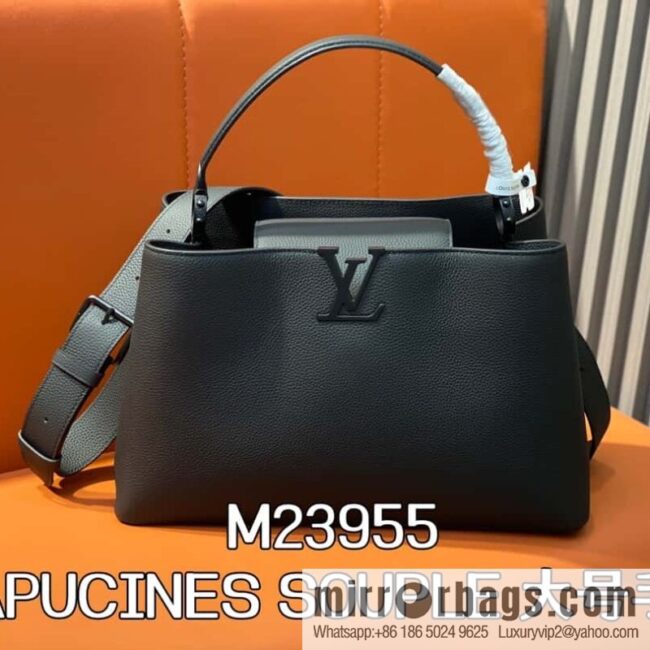 [Premium‑quality] M23955 full leather cap that English series CAPUCINES SOUPLE large handbag