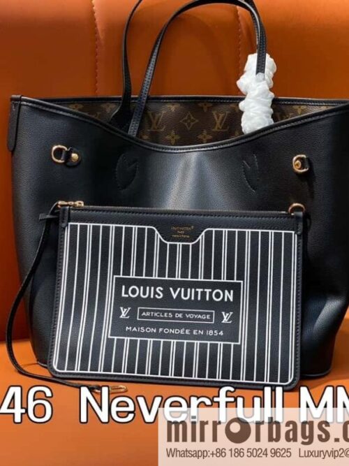[Boutique‑grade] M11946 presbyopia/black, shopping bag series Neverfull MM handbag M12061 brown