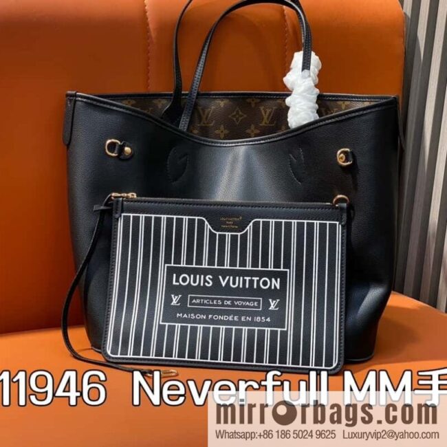 [Boutique‑grade] M11946 presbyopia/black, shopping bag series Neverfull MM handbag M12061 brown
