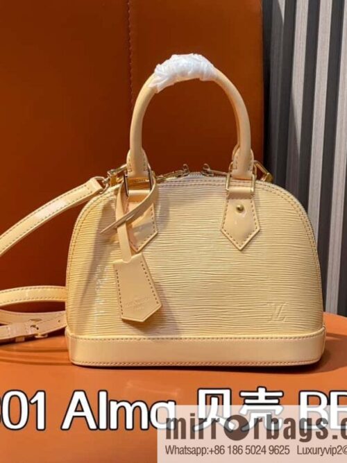 [Boutique‑grade] M40301 apricot patent leather, water ripple shell bag series Alma shell BB handbag