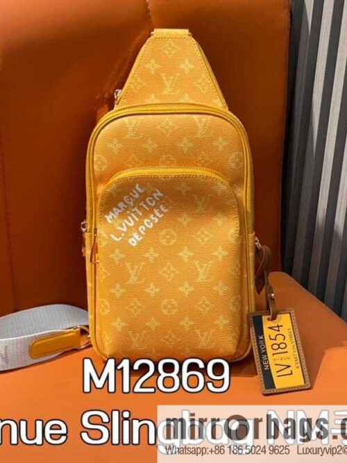 [Boutique‑grade] M12869 yellow (silk screen) men\'s bag breast bag series Avenue Slingbag NM handbag