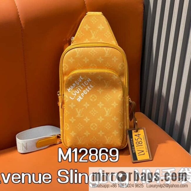 [Boutique‑grade] M12869 yellow (silk screen) men\'s bag breast bag series Avenue Slingbag NM handbag