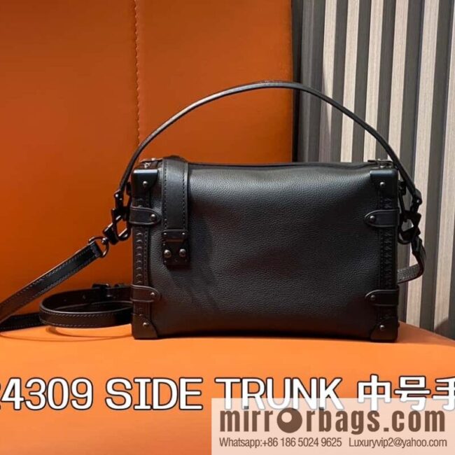 [Boutique‑grade] M24309 black buckle, full leather soft box bag series SIDE TRUNK medium handbag M46358