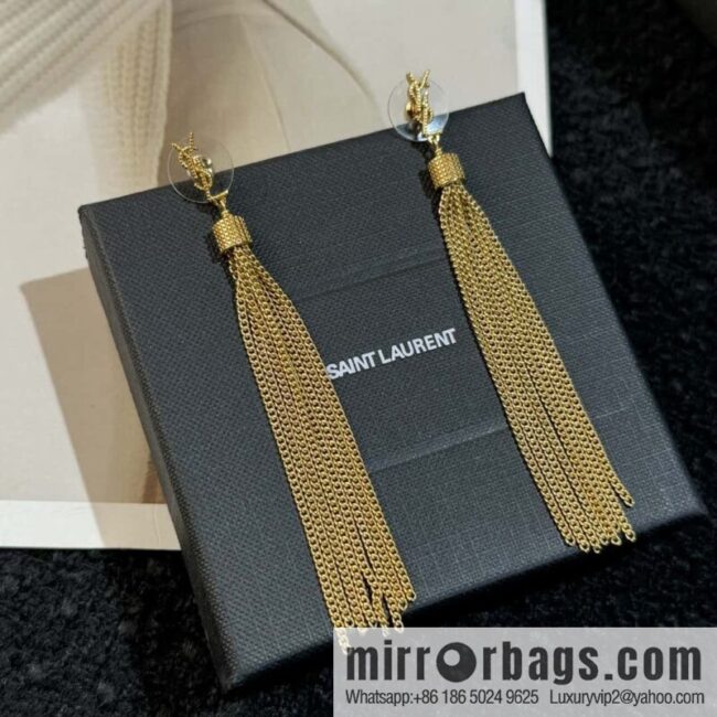 ❗️New ❗️ Saint Laurent YSL gold fringed stud earrings