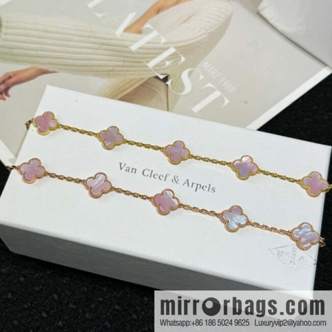 ❗️CNC version ❗️ ☀️ Van Cleef & Arpels powder Fritillary four-leaf clover five-flower bracelet ☀