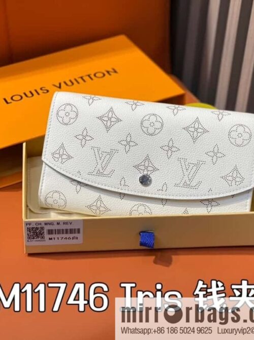[Boutique‑grade] M11746 white hollow, full leather flip wallet series Iris wallet M60143 11746 white (hollow)