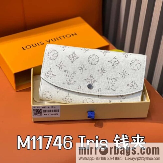 [Boutique‑grade] M11746 white hollow, full leather flip wallet series Iris wallet M60143 11746 white (hollow)