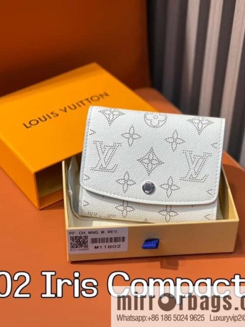 [Boutique‑grade] M11802 white hollow, full leather flip wallet series Iris Compact wallet M62542 11802 white (hollow)
