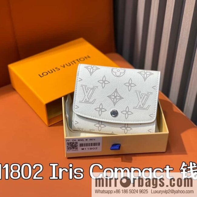 [Boutique‑grade] M11802 white hollow, full leather flip wallet series Iris Compact wallet M62542 11802 white (hollow)