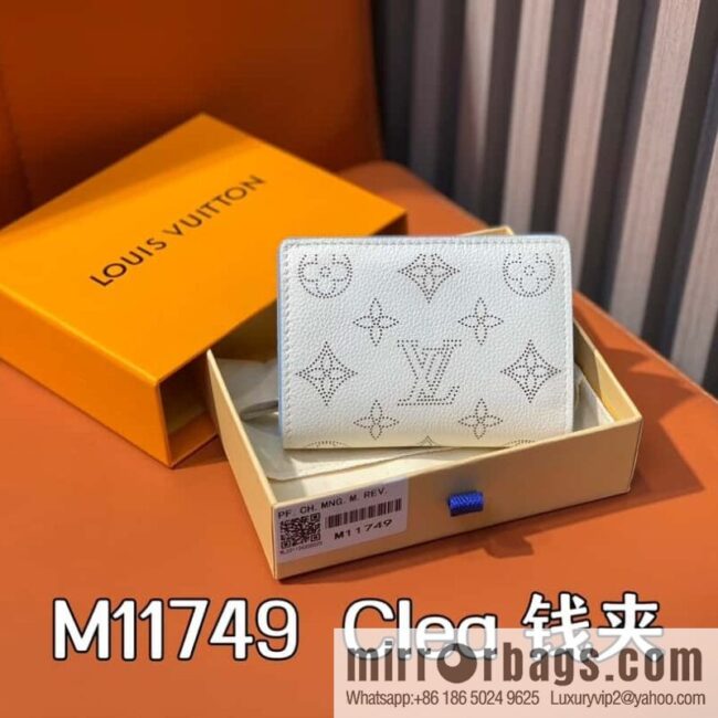 [Boutique‑grade] M11749 white hollow, full leather two-fold wallet series Clea wallet M80817 11749 white (hollow)