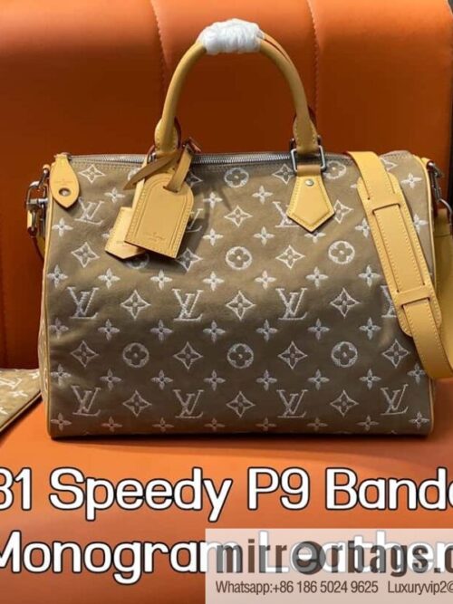 [Boutique‑grade] M24431 polished apricot, pillow bag speedy series P9 Bandoulière 40 Monogram Leather handbag