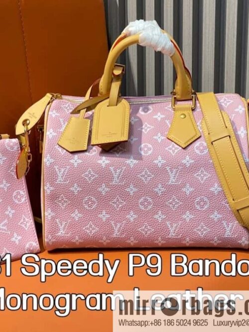 [Boutique‑grade] M21109 pink, all-leather pillow bag speedy series SPEEDY P9 BANDOULIZRE 30 handbag