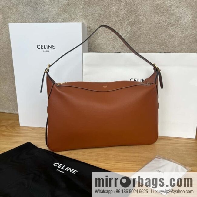 CELINE ROMY Large Soft Cow Leather Handbag 110793 Brown