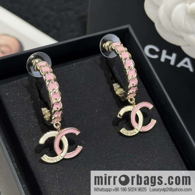 ❗️New ❗️☀️ New ☑️ Chanel c2 double c pink oil drip earrings ☀️