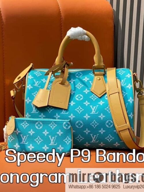 [Boutique‑grade] M21110 lake water blue, full leather pillow bag speedy series SPEEDY P9 BANDOULIZRE 30 handbag