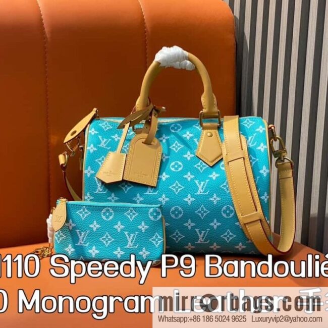 [Boutique‑grade] M21110 lake water blue, full leather pillow bag speedy series SPEEDY P9 BANDOULIZRE 30 handbag